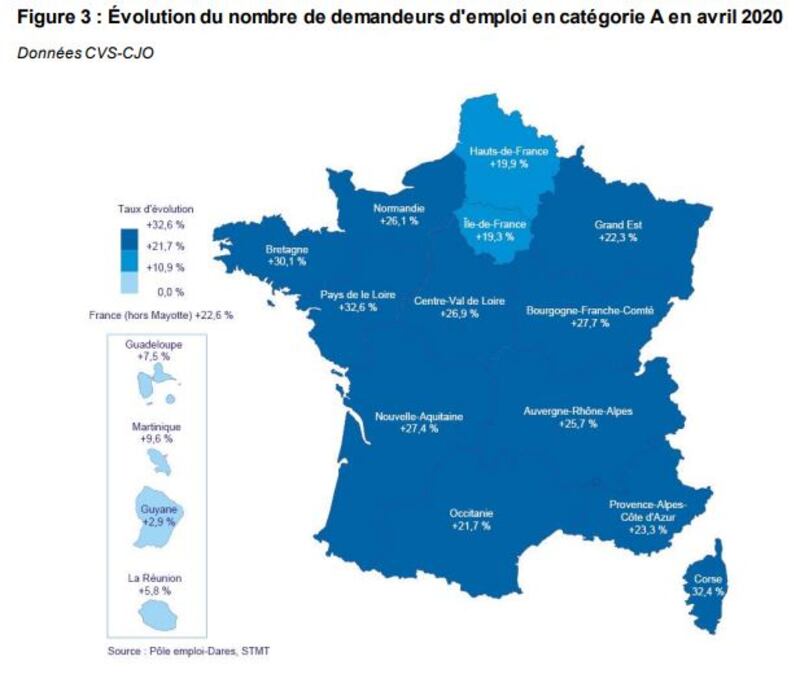 carte demandeurs d'emploi catégorie a avril 2020